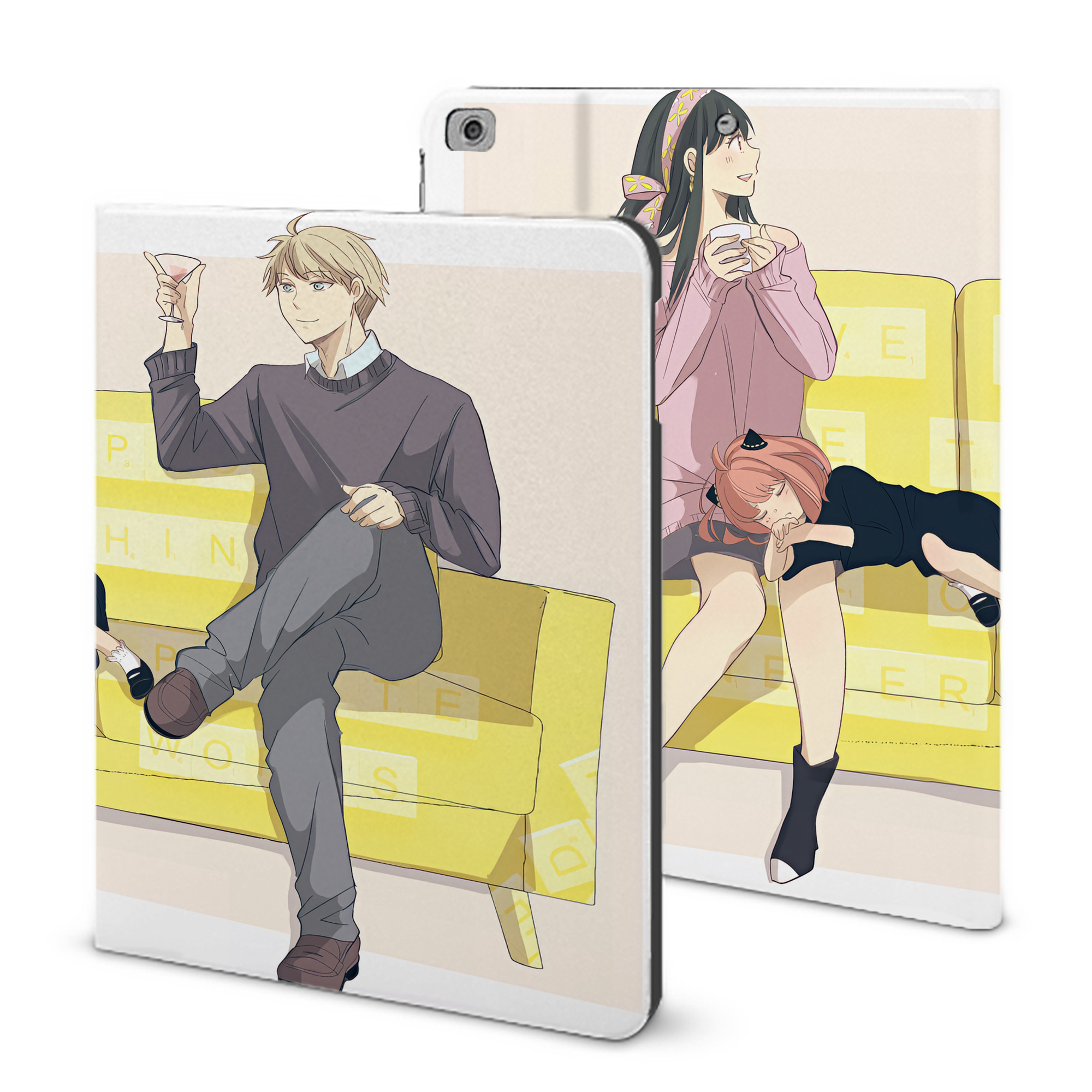 （画像用） SPY×FAMILY间谍家家酒 IPad ケース ブック型 PUレザー TPU 耐衝撃 軽量 薄型 ペン収納なし 全面保護 IPad 各モデル対応